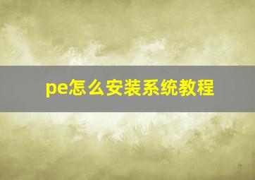 pe怎么安装系统教程