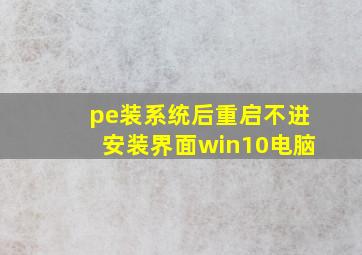 pe装系统后重启不进安装界面win10电脑