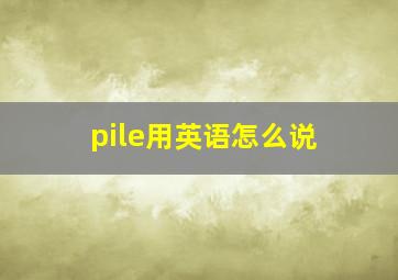 pile用英语怎么说