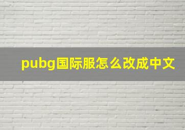 pubg国际服怎么改成中文