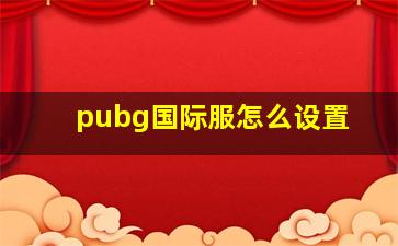 pubg国际服怎么设置