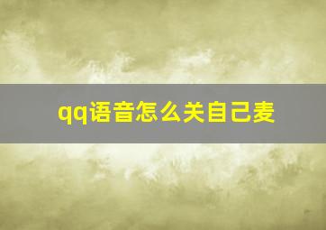 qq语音怎么关自己麦