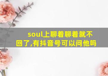 soul上聊着聊着就不回了,有抖音号可以问他吗