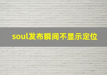 soul发布瞬间不显示定位