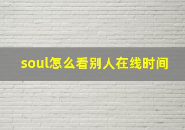 soul怎么看别人在线时间