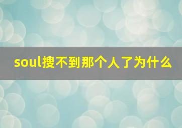 soul搜不到那个人了为什么