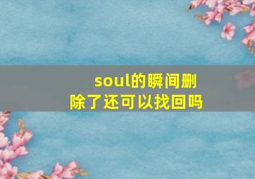 soul的瞬间删除了还可以找回吗