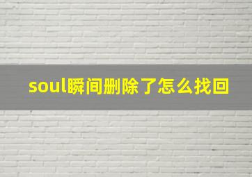 soul瞬间删除了怎么找回