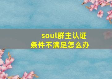 soul群主认证条件不满足怎么办