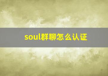 soul群聊怎么认证