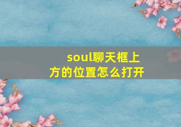 soul聊天框上方的位置怎么打开