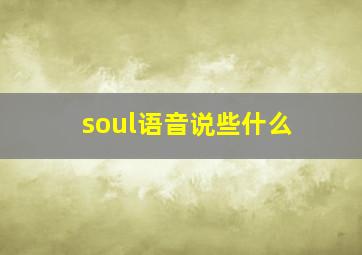 soul语音说些什么