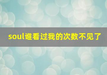 soul谁看过我的次数不见了