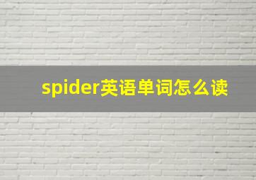 spider英语单词怎么读