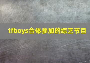 tfboys合体参加的综艺节目