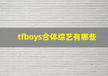 tfboys合体综艺有哪些