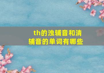 th的浊辅音和清辅音的单词有哪些