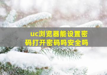 uc浏览器能设置密码打开密码吗安全吗