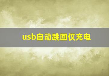 usb自动跳回仅充电