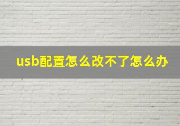 usb配置怎么改不了怎么办