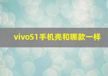 vivoS1手机壳和哪款一样