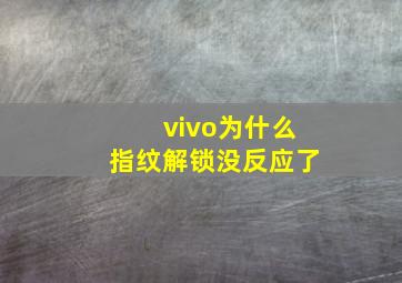 vivo为什么指纹解锁没反应了