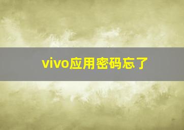 vivo应用密码忘了