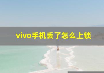 vivo手机丢了怎么上锁