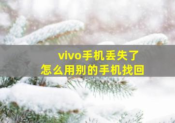 vivo手机丢失了怎么用别的手机找回