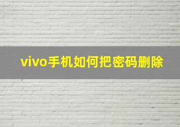 vivo手机如何把密码删除