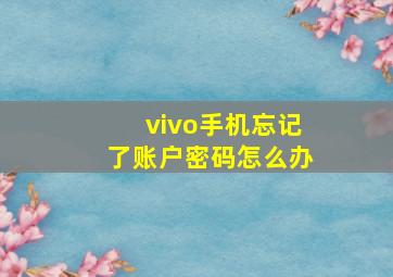 vivo手机忘记了账户密码怎么办