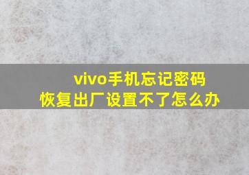 vivo手机忘记密码恢复出厂设置不了怎么办