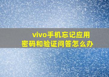 vivo手机忘记应用密码和验证问答怎么办