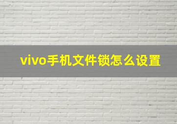 vivo手机文件锁怎么设置