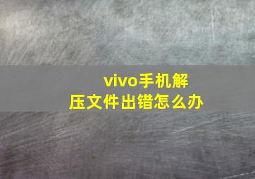 vivo手机解压文件出错怎么办