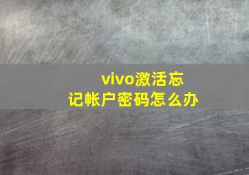 vivo激活忘记帐户密码怎么办