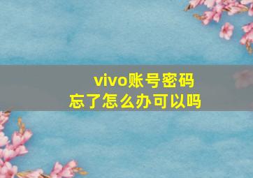 vivo账号密码忘了怎么办可以吗