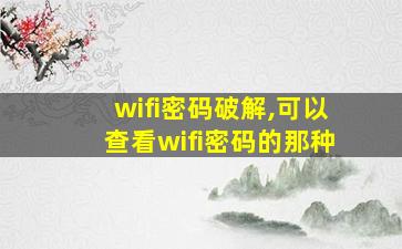 wifi密码破解,可以查看wifi密码的那种