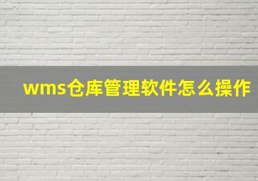 wms仓库管理软件怎么操作