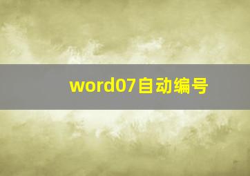 word07自动编号