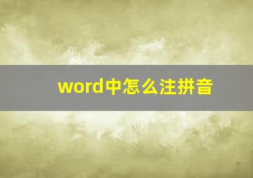 word中怎么注拼音