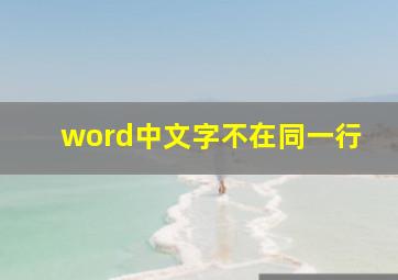 word中文字不在同一行