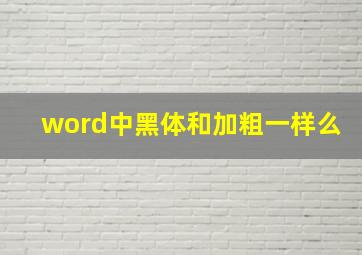 word中黑体和加粗一样么