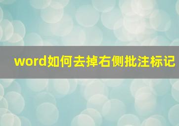 word如何去掉右侧批注标记