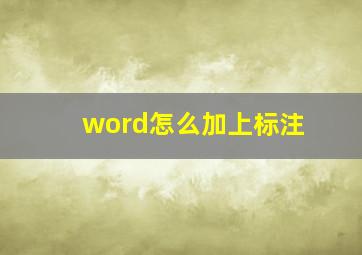 word怎么加上标注