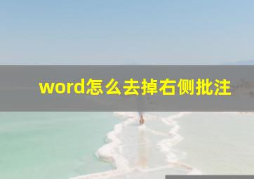 word怎么去掉右侧批注