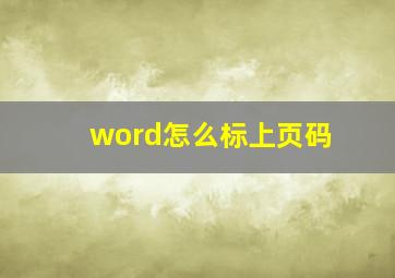 word怎么标上页码