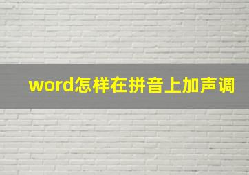 word怎样在拼音上加声调