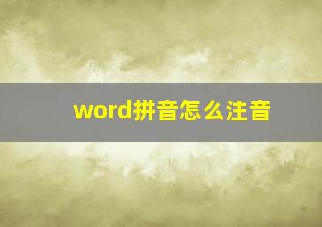 word拼音怎么注音