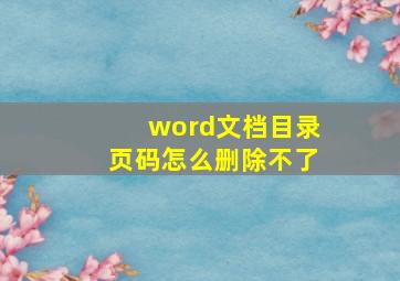 word文档目录页码怎么删除不了